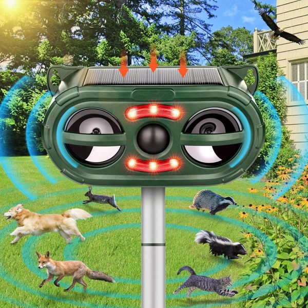 Ultrasonic Animal Repeller,2024 Solar Pest Animal Repellent Outdoor,Cat Repellent Outdoor,Dog Repellent With Motion Sensor & Flashing Light,Animal Repellent Outdoor For Repelling Cat,Bird,Raccoon
