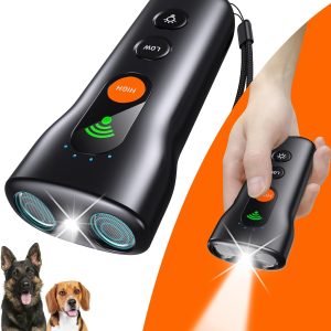 Dog Bark Deterrent Devices 3 In 1,Anti Barking Device For Dogs Dual Sensor,Rechargeable Ultrasonic Dog Bark Deterrent 50Ft With High Low Mode,Portable Training Devices Safe For Indoor Outdoor (Black)
