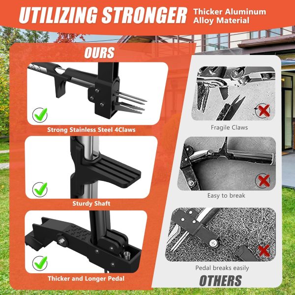 Weed Puller Tool, Gardening Stand-Up Weeder Puller With Ergonomic 39.3" Long Handle And 4 High-Strength Stainless Steel Claws, Easily Remove Weeds Without Bending, Pulling, Or Kneeling.