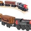 Motorized Train For Wooden Track, 3Pcs Train Toy Set For 3 4 5+Years Old Boy Girl Toddlers, Battery Powered Train Compatible With Thomas & Friends, Brio And Chuggington