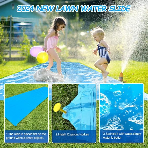 40Ft Slip Lawn Water Slide Giant Slip Water Slides For Kids Backyard For Kids And Adults Water Slide Slip Splash And Slide For Kids For Outdoor Backyard Lawn Summer Party With 2 Bodyboards