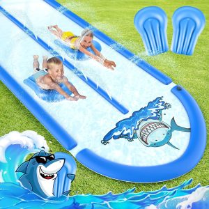 Mafbeanl Slip And Slide Lawn Water Slide With 2 Bodyboards, 20Ft Slip N Slide Double Lane For Kids Backyard Games With Sprinkler, Summer Outdoor Water Toys Outside Play For Kids And Adults