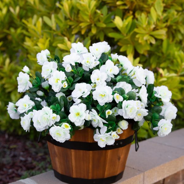Hyeflora Artificial Faux Outdoor Flowers Plants For Spring Summer Decoration, Silk Camellia Uv Resistant Look Real For Planter Outside Front Door Porch Patio Balcony, 3 Bundles