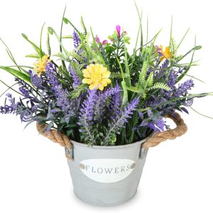 Mixrose Plants Purple Lavender Flowers In Pot 10" Tall Faux Artificial Potted Plant Greenery For Home Kitchen Patio Coffee Table Farmhouse Aesthetic Bedroom Bathroom Decor