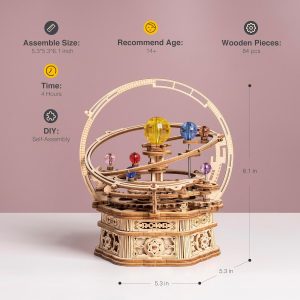 Robotime 3D Puzzles For Adults Model Kits For Adults Hobbies For Men/Women Rotating Starry Night Wooden Puzzle Music Box Amk51