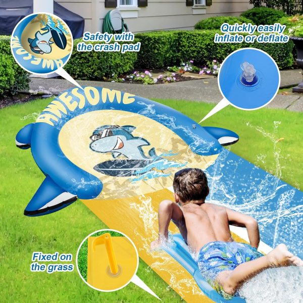 Veest 30Ft Extra Long Water Slide For Kids Adults, Giant Double Lawn Water Slip With 2 Bodyboards, Summer Water Slide Toys With Crash Pad For Backyard Outdoor