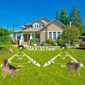 Ultrasonic Animal Repellent Outdoor,Solar Powered Cat Repellent Deer Deterrent Devices With Motion , Waterproof Squirrel, Raccoon, Skunk Dog, Bird Repellent Sound Devices For Garden Yard