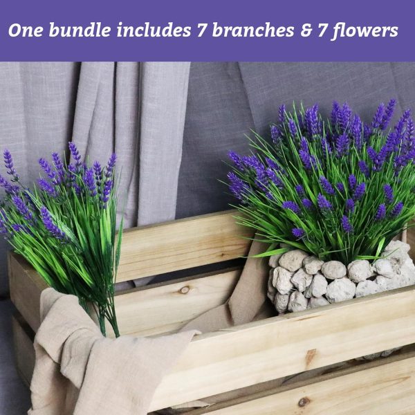 12 Bundles Artificial Plants Outdoor Monkey Grass With Flowers Faux Greenery Shrubs For Garden Patio Porch Window Box Home Indoor Farmhouse Hanging Planter Décor (Purple)