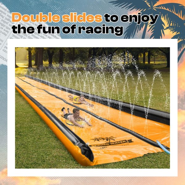 Slip Water Slide For Kids And Adults, 26Ft Extra Long Double Slip With 2 Inflatable Bodyboards, Adults And Kids Slip Water Slide For Backyard Lawn, Summer Outdoor Water Toy, Large