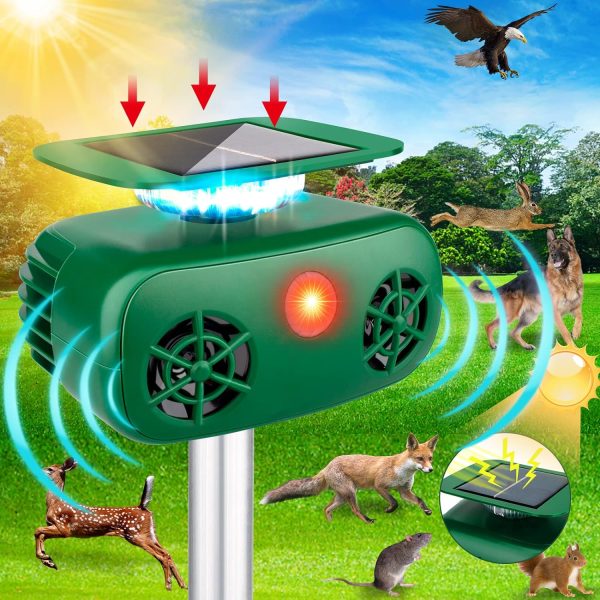 Cat Repellent Outdoor,Solar Pest Animal Repellent,Bird Deterrent Devices Outdoor Solar Powered Ultrasonic Dog Repeller With Motion Sensor & Flashing Light,Cat Repellent For Repelling Squirrels,Raccoon