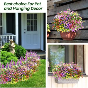 Maxkes Artificial Plants Outdoor, 20Pcs Artificial Flowers, Uv Resistant Flowers, Faux Flowers For Outdoor Planters For Front Porch Pot Decor
