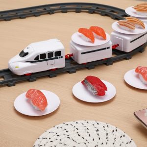 Sushi Train Rotating Table Food Train Battery Powered Electric Train Toy Japanese Sashimi Plates Sushi Serving Tray Under Christmas Tree Train Track For Kids Boys