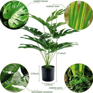 Toopify 19" Large Plants Artificial Palm Tree In Pot For Indoor And Outdoor Home Office Decor