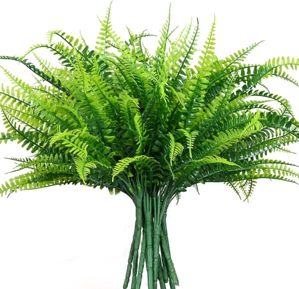 22Pcs Artificial Plants Outdoor, Faux Boston Fern For Large Planter, Uv Resistant Greenery Stems For Indoor Outside Patio Front Porch Home Decor