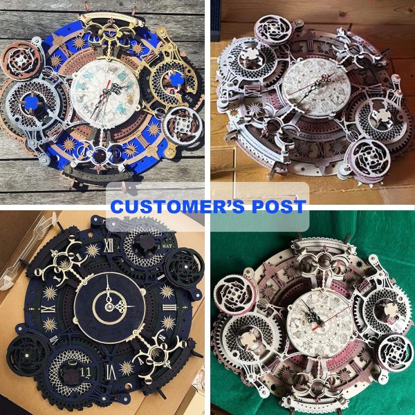 Rokr 3D Wooden Puzzles For Adults Mechanical Clock Kits-Zodiac Clock, Diy Clock Model Building Kits Brain Teaser Puzzles, Diy Crafts/Hobbies/Gifts Desk Decor For Teens (Zodiac Clock)