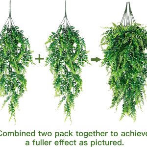 Sggvecsy 4 Pack Artificial Hanging Plants Hanging Plant Faux Hanging Boston Ferns Ivy Vines Greenery Uv Resistant Plastic Plants For Indoor Outdoor Room Wall Wedding Patio Porch Decor