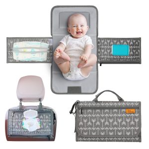 Portable Diaper Changing Pad, Portable Changing Pad For Newborn Girl & Boy - Baby Changing Pad With Smart Wipes Pocket U2013 Waterproof Travel Changing Kit - Baby Gift By Kopi Baby - Black Arrow