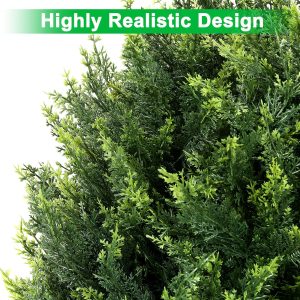 Keepinno 21''T Artificial Cedar Topiary Ball Tree 2 Pack, Outdoors Artificial Shrubs Plants Uv Rated Potted Plants For Outdoor, Indoor, Front Door, Office Decor.