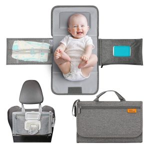 Portable Diaper Changing Pad, Portable Changing Pad For Newborn Girl & Boy - Baby Changing Pad With Smart Wipes Pocket U2013 Waterproof Travel Changing Kit - Baby Gift By Kopi Baby - Black Arrow