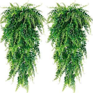 Sggvecsy 4 Pack Artificial Hanging Plants Hanging Plant Faux Hanging Boston Ferns Ivy Vines Greenery Uv Resistant Plastic Plants For Indoor Outdoor Room Wall Wedding Patio Porch Decor