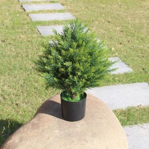 Artificial Topiary Ball Tree 19''T Artificial Bush Ball Tree Uv Resistant Shrub Potted Artificial Plant For Outdoor Indoor Front Porch Garden