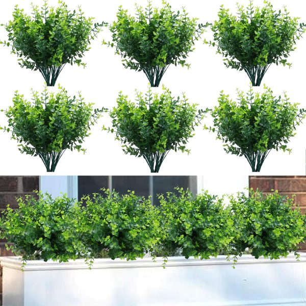Summer Flower 10 Pack Artificial Boxwood Stems For Outdoors, Unfading In The Sun Plastic Faux Plants, Foliage Shrubs Greenery For Garden,Office,Patio,Wedding,Farmhouse Indoor Decoration