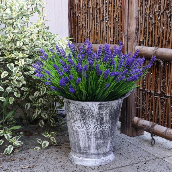12 Bundles Artificial Plants Outdoor Monkey Grass With Flowers Faux Greenery Shrubs For Garden Patio Porch Window Box Home Indoor Farmhouse Hanging Planter Décor (Purple)