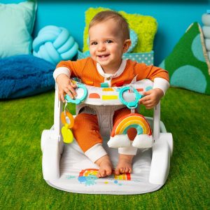 Bright Starts Learn-To-Sit 2-Position Baby Floor Seat With Toys, Unisex, 4-12 Months, Playful Paradise