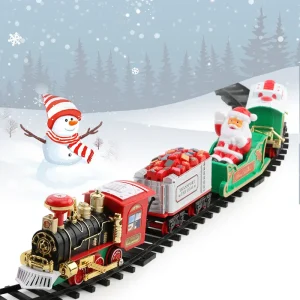 Christmas Train Sets for Under The Tree, Christmas Railway Train Set with Railway Track, Lights and Sounds Electric Train Set