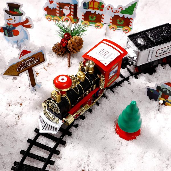 Christmas Train Sets for Under The Tree, Christmas Railway Train Set with Railway Track, Lights and Sounds Electric Train Set