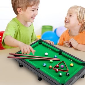 Mini Pool Table For Kids With 2 Pool Cues - Set Of Billiard Balls And Rack - Complete Small Pool Table Set For Children