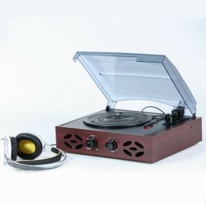 Portable Vintage Vinyl Record Turntable Player With Speakers