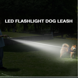 Retractable Dog Leash With Flashlight, 4 In 1 Dog Leash Retractable, Anti-Slip Handle