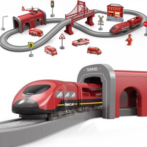 Train Sets for Boys and Girls, Battery Operated Train Set with Tracks Magnetic Connection, Train Set for Toddler