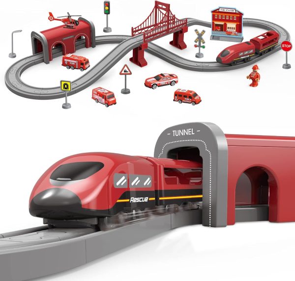 Train Sets for Boys and Girls, Battery Operated Train Set with Tracks Magnetic Connection, Train Set for Toddler