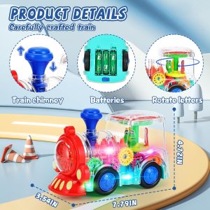 Transparent Electric Gear Train Toy with Flashing Lights and Music, Light Up Train Toys, Fun and Interactive Electric Train Toy