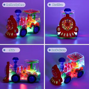 Transparent Electric Gear Train Toy with Flashing Lights and Music, Light Up Train Toys, Fun and Interactive Electric Train Toy