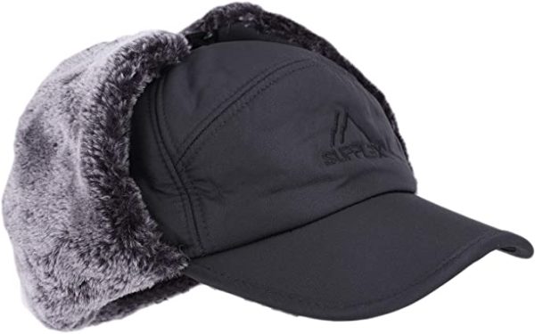 Premium Mens Winter Cold Weather Snow Hat With Ear Flaps And Brim