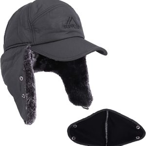 Premium Mens Winter Cold Weather Snow Hat With Ear Flaps And Brim