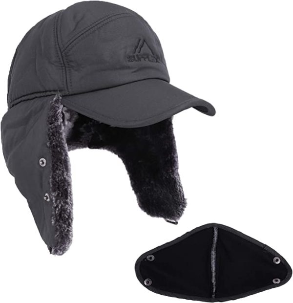 Premium Mens Winter Cold Weather Snow Hat With Ear Flaps And Brim