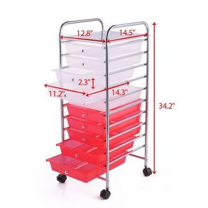 10 Drawer Rolling Storage Organizing Cart