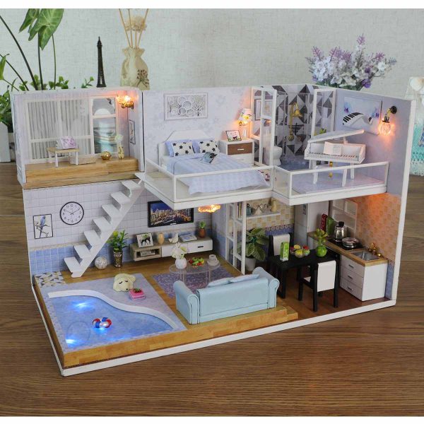 Large Led Diy Miniature Dollhouse Kit
