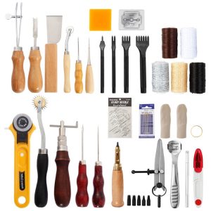 Professional Leather Working Craft Tool Kit 62Pcs