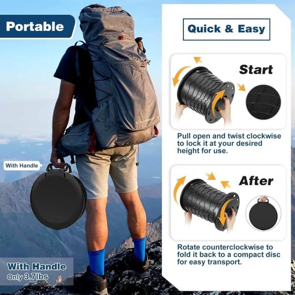 Portable Toilet For Camping: Retractable With Lid & Paper Holder