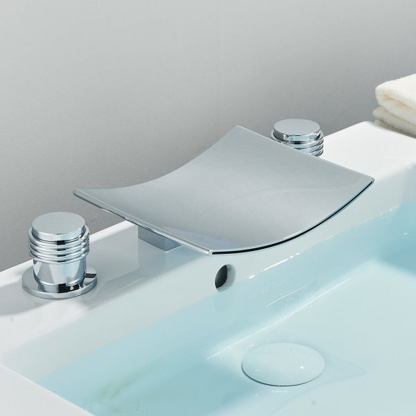 Led Widespread Waterfall Bathroom Sink Faucet 8"