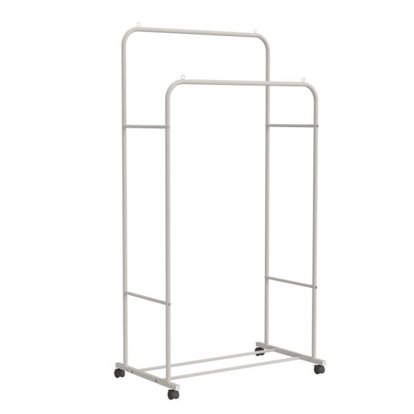 Freestanding Double Rail Rolling Dry Clothes Garment Rack