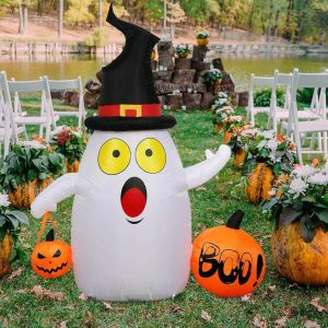 Halloween Outdoor Inflatable Blow Up Ghost With Led Lights 5 Ft