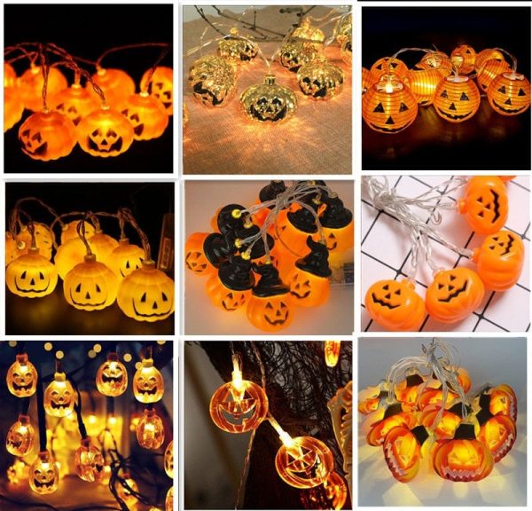 Led Halloween Pumpkin Ghost Skeletons Bat Spider String Lights