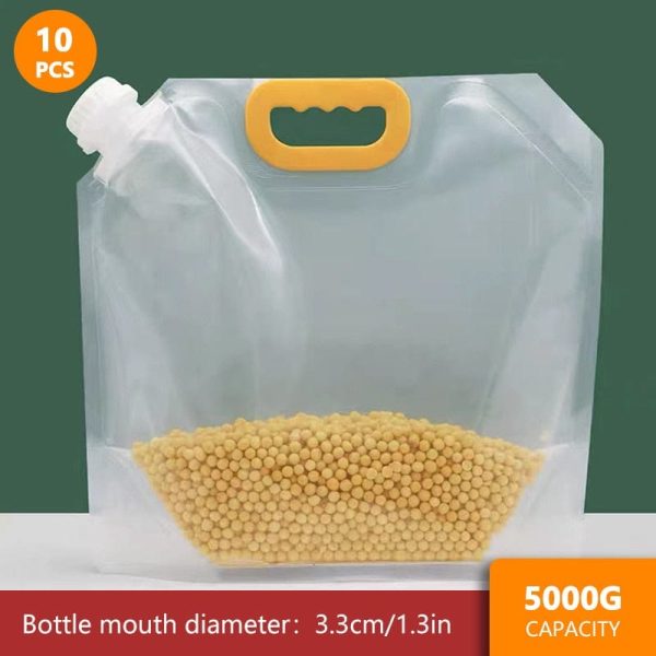 Grain Moisture-Proof Sealed Bag Transparent Stand-Up Food Storage Bags (10 Pieces)