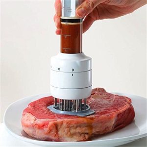 2-In-1 Professional Stainless Steel Meat Tenderizer With Marinade And Seasoning Injector Needles